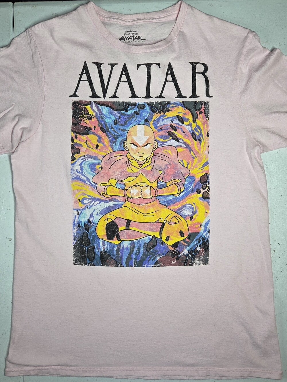 Avatar The Last Airbender Aang Graphic Tee Men’s Medium Pink Mad Engine